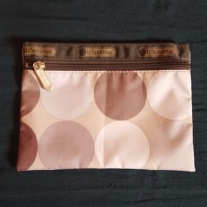 Classic LeSportsac Pouch, Gray and White Circles
